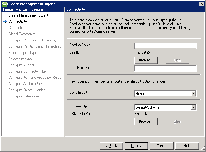 screenshot of MIM Sync Notes connector Connectivity page