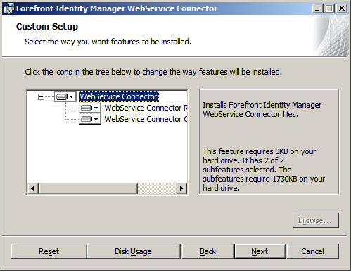 Installation wizard connector options