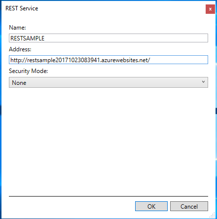 Example values for the REST Service