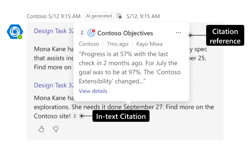 Screenshot shows an AI-powered bot response with in-text citation.