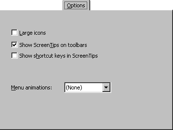 Options tab