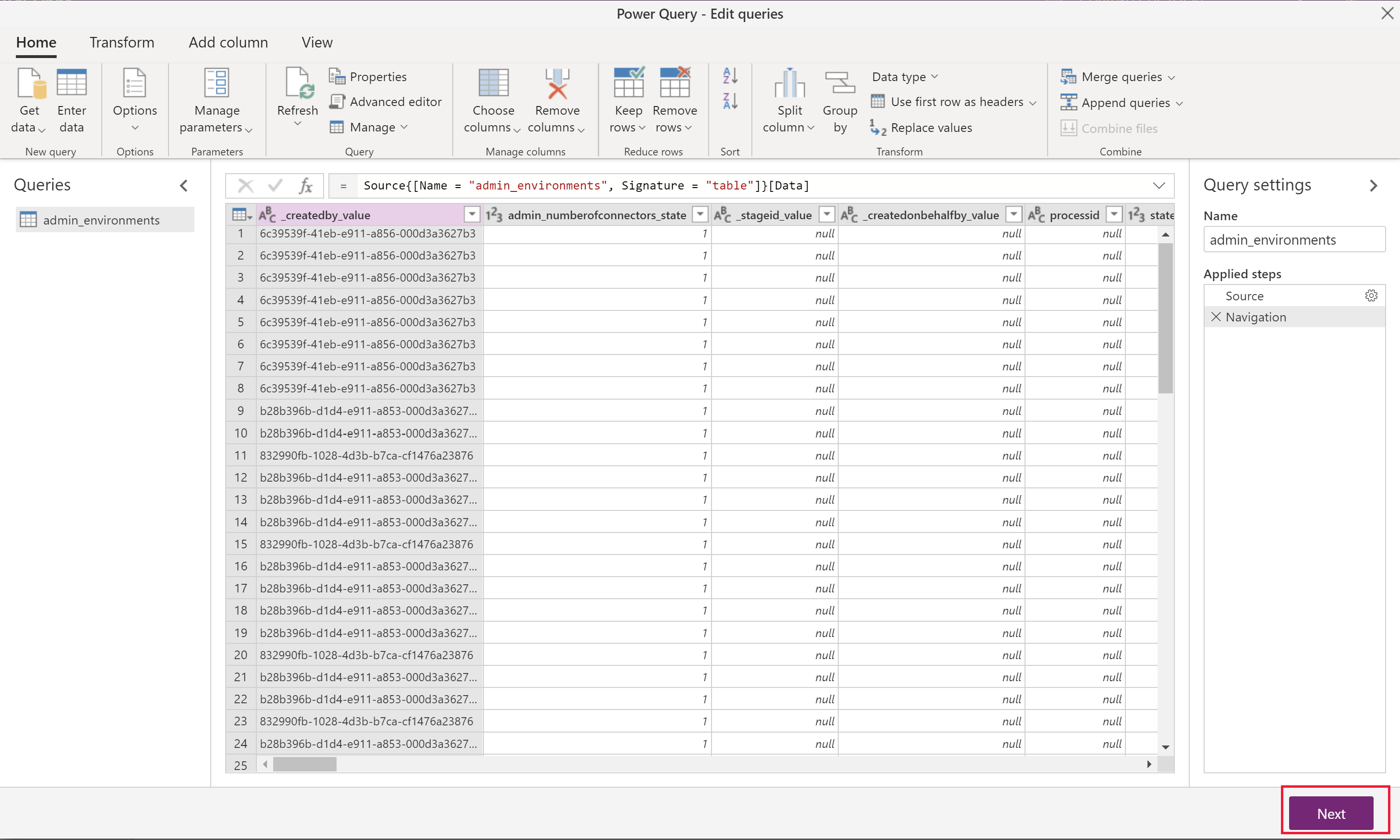 Power query navigator.