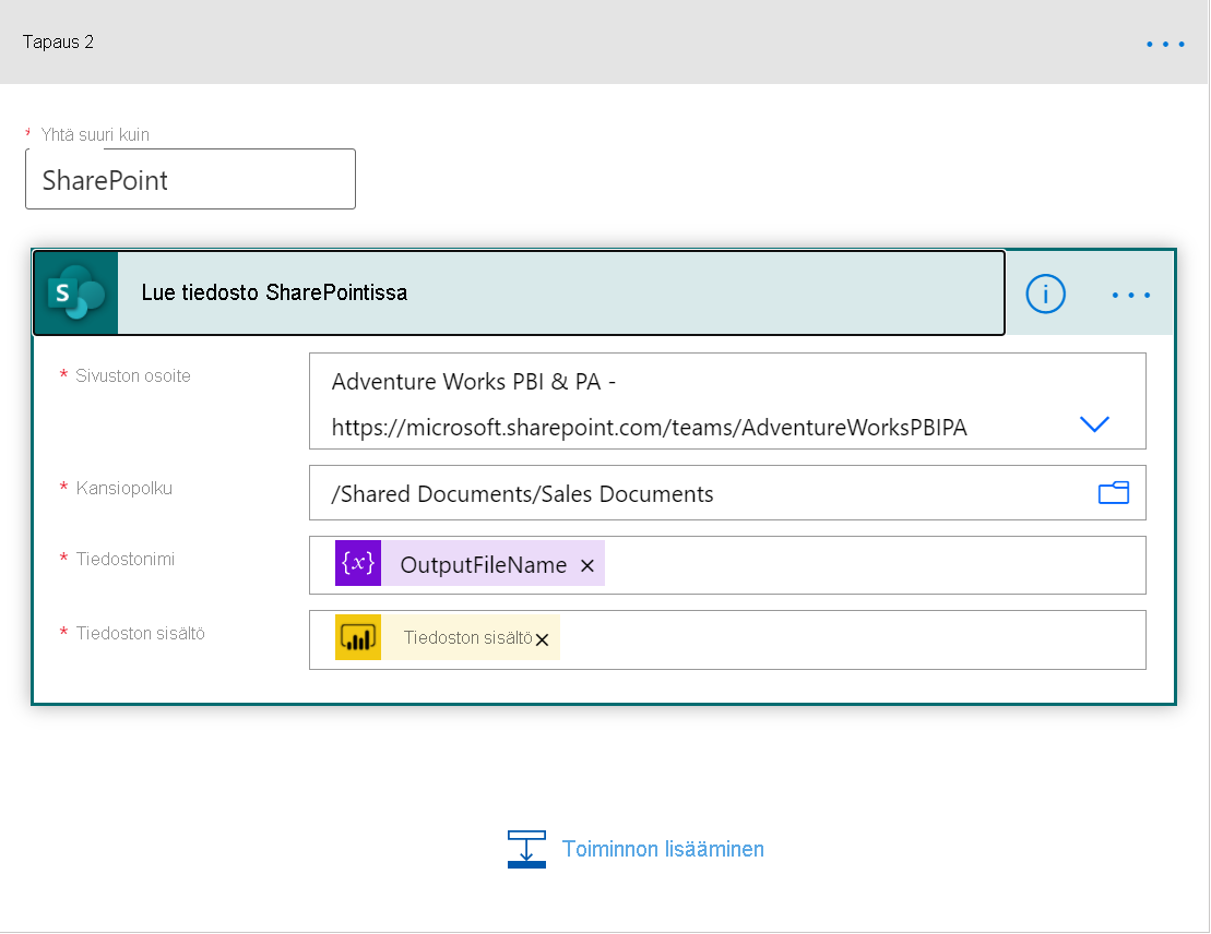 Screenshot that shows the case where you're saving your paginated report to SharePoint Online.