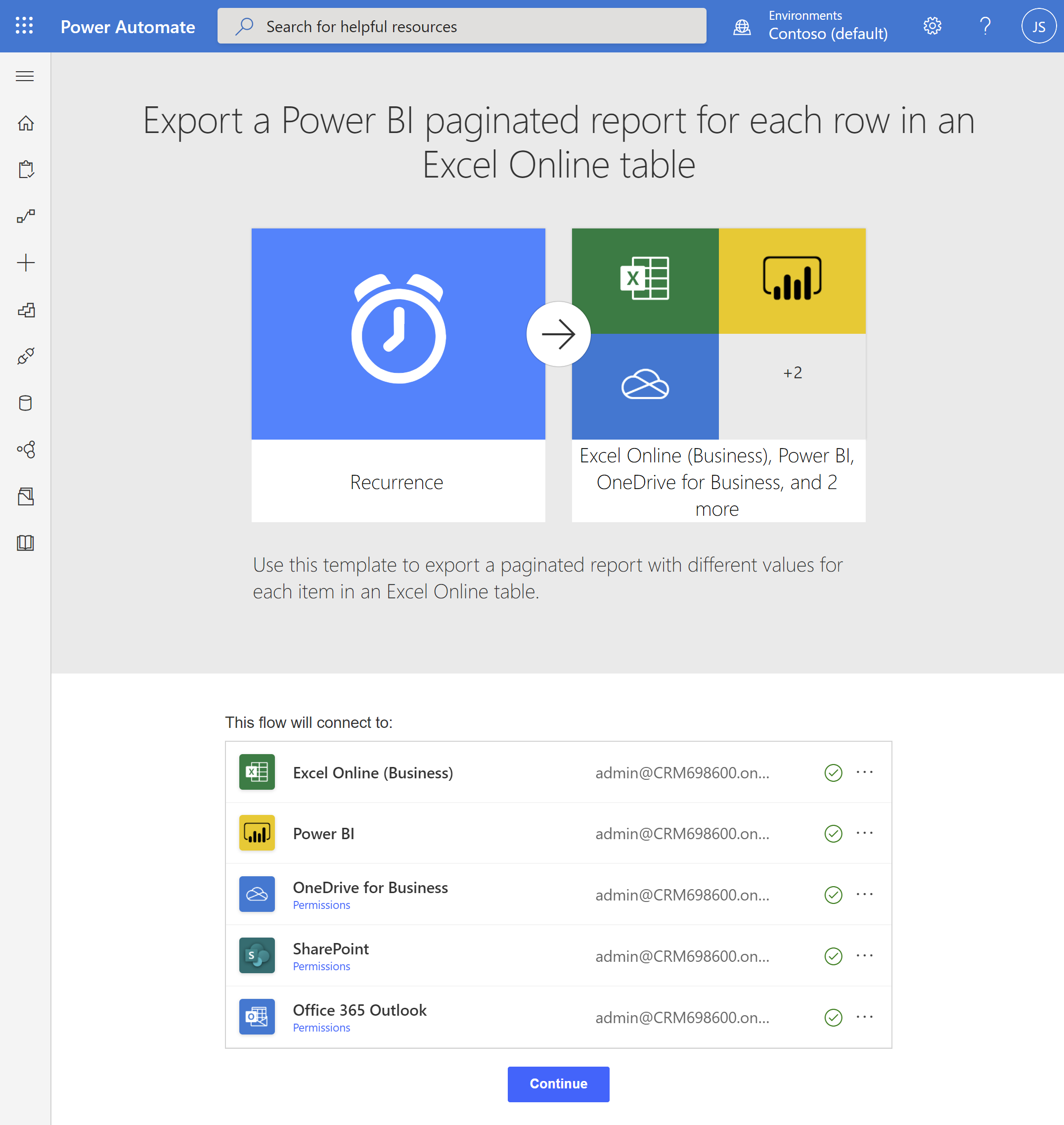 Screenshot that shows the applications that the selected flow connects to.