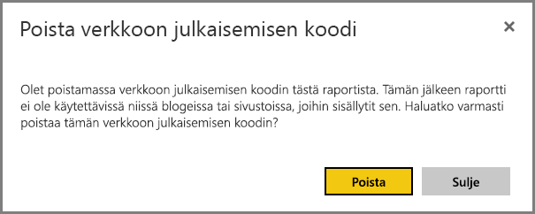 Näyttökuva poistamisen vahvistamisesta.