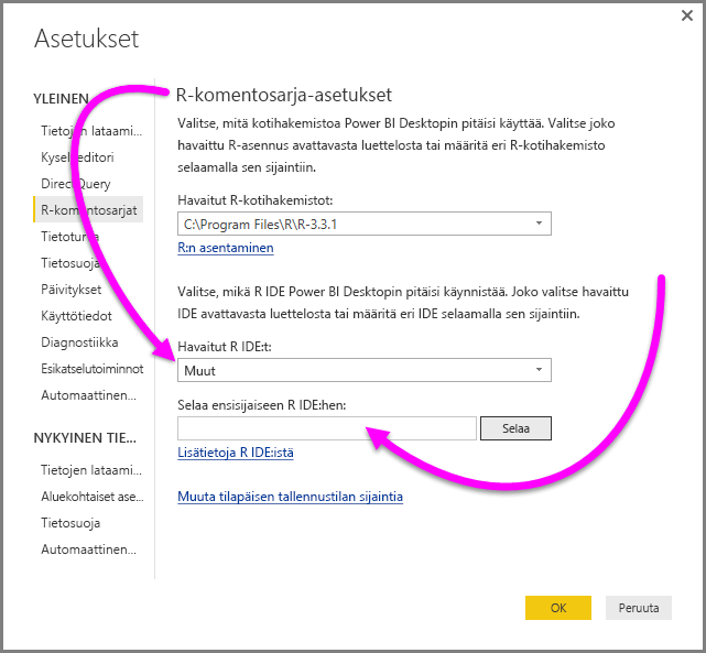 Screenshot of the Options dialog, showing Other is entered in the Detected R I D E field to enter a preferred R I D E.