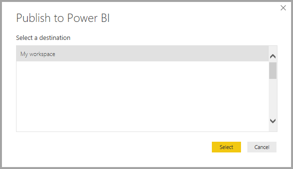 Näyttökuvassa näkyy Julkaise Power BI -palveluun.