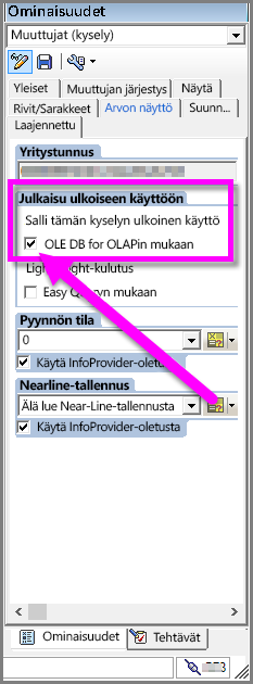 Näyttökuva, jossa näkyy Julkaisun käyttöönotto ulkoisessa käytössä.