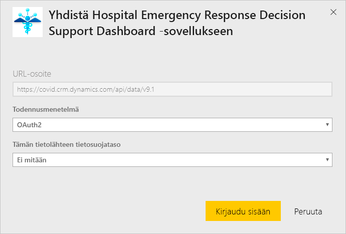 Hospital Emergency Response Decision Support Dashboard app authentication dialog