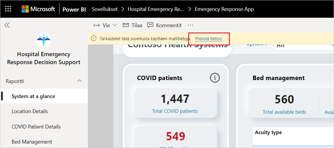 Hospital Emergency Response Decision Support Dashboard app connect your data link