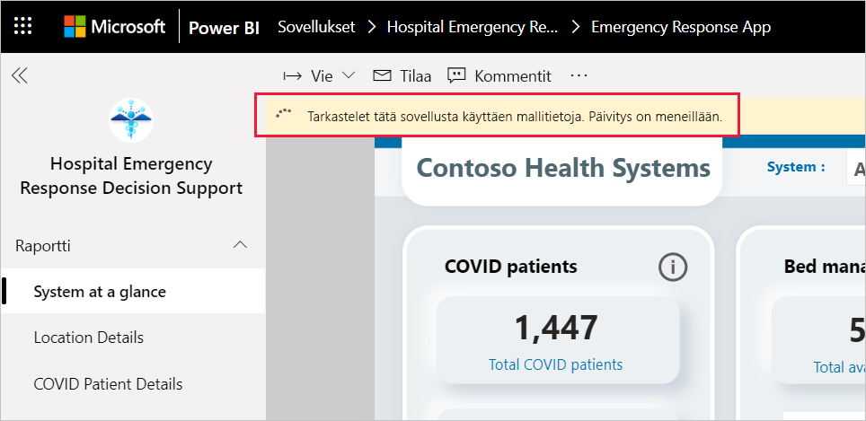 Hospital Emergency Response Decision Support Dashboard app refresh in progress