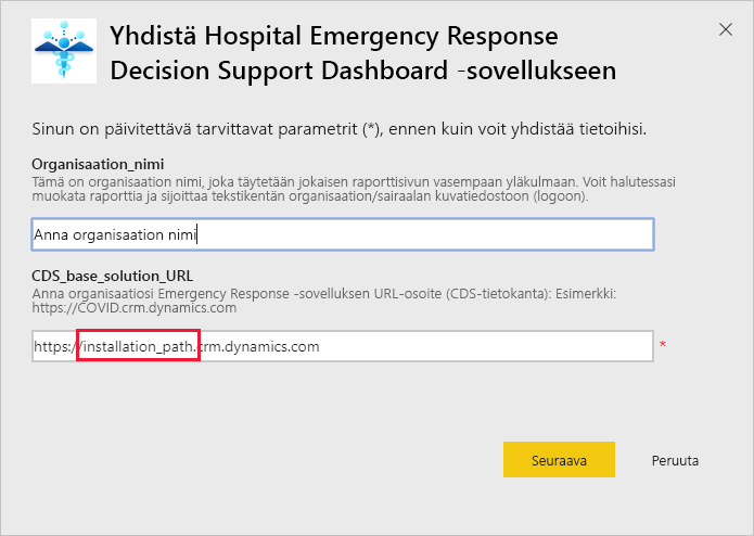 Hospital Emergency Response Decision Support Dashboard app URL dialog