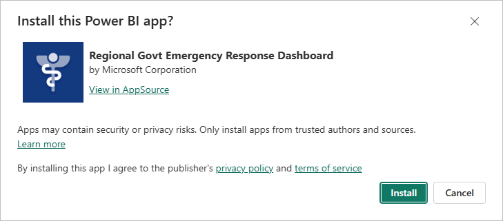 Install the Regional Emergency Response Dashboard app