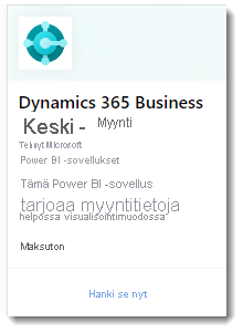 Näyttökuvassa näytetään Dynamic 365 Business Central – Sales -verkkosovellus.