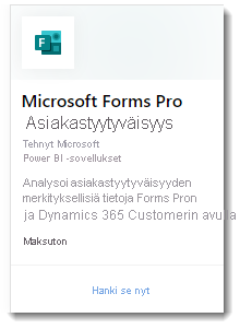 Näyttökuvassa näkyy Microsoft Forms Pro Customer Satisfaction -verkkosovellus.