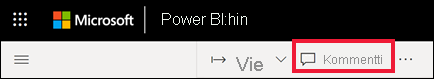 Näyttökuva, jossa näkyy valikkorivin Kommentoi-painike.