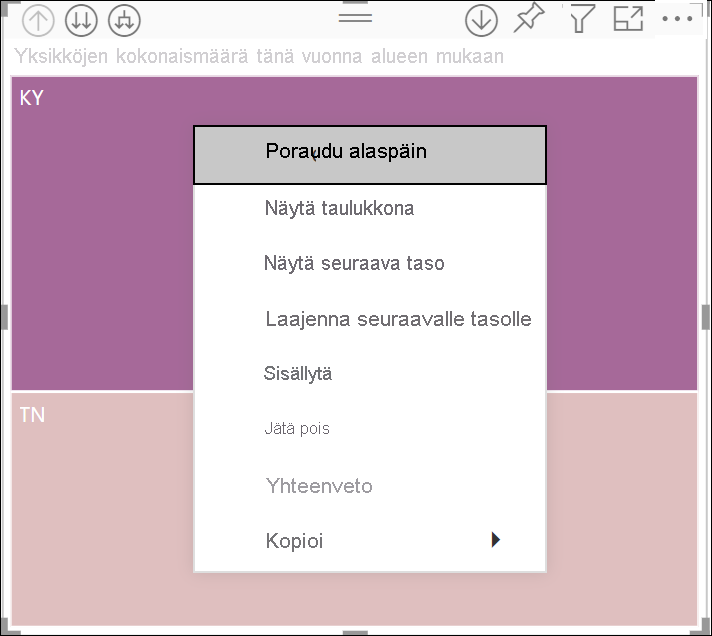 Näyttökuva hiiren kakkospainikkeen valikosta arvopisteestä.