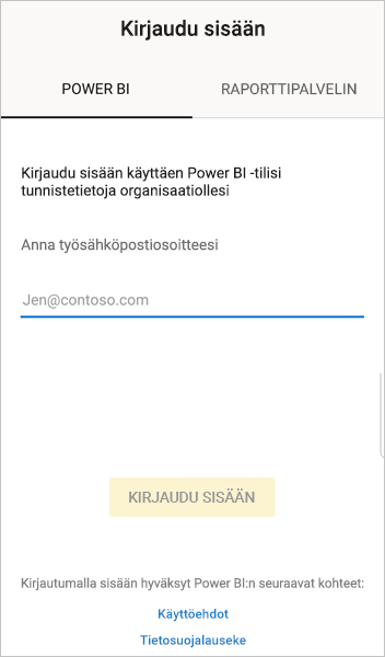 Sign in to Power BI