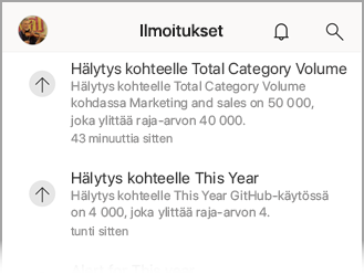 iOS:n Ilmoitukset-luettelon