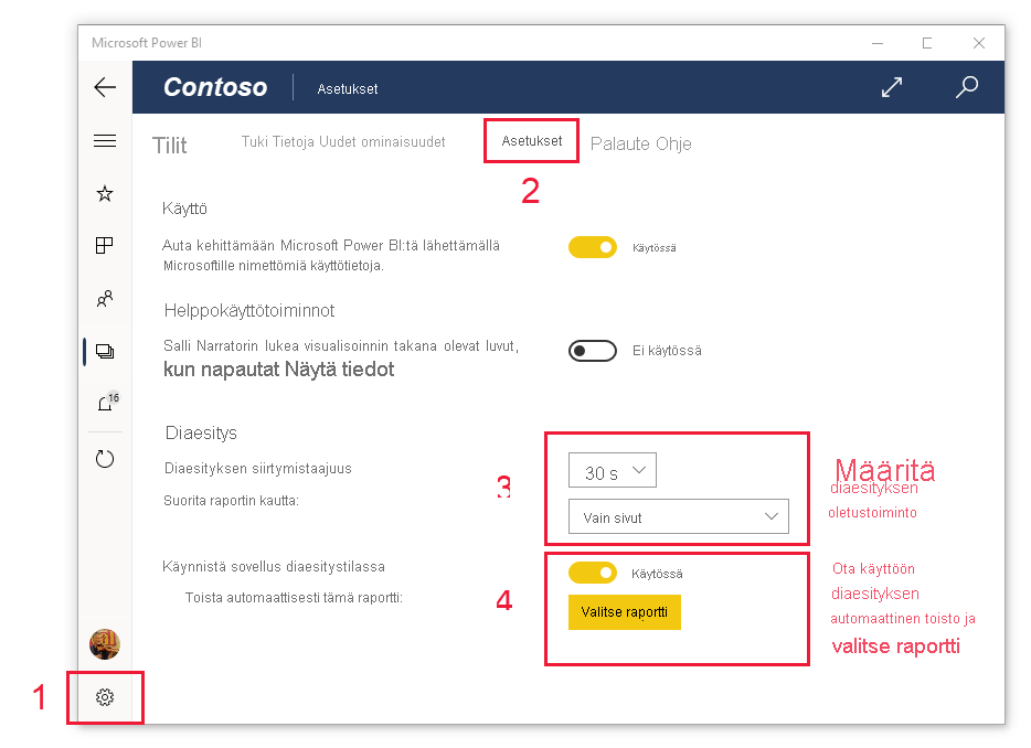 Screenshot of slideshow settings