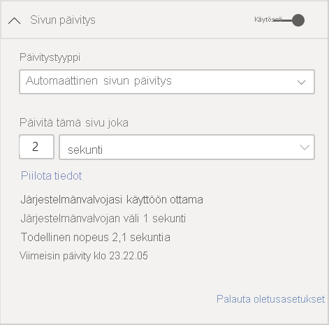 Sivun päivitys Näytä tiedot