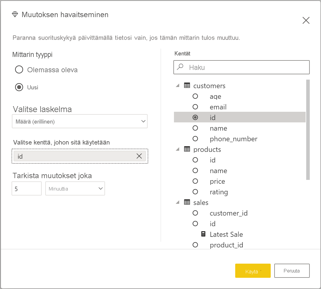 Muutoksen havaitseminen -ikkuna