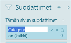 Suodattimet-ruudun näyttökuva, jossa korostetaan suodattimen otsikkoa.