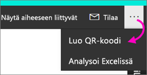 Näyttökuvassa on raportti, jossa korostetaan tiedostoa ja luodaan QR-koodi.