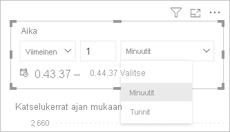 Näyttökuva, jossa näkyvät suodatinkortin aikaikkunan vaihtoehdot.