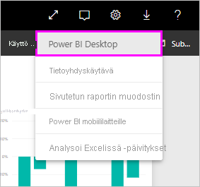 Näyttökuva Microsoft Storesta, joka näyttää Power BI Desktop -latausvaihtoehdon.