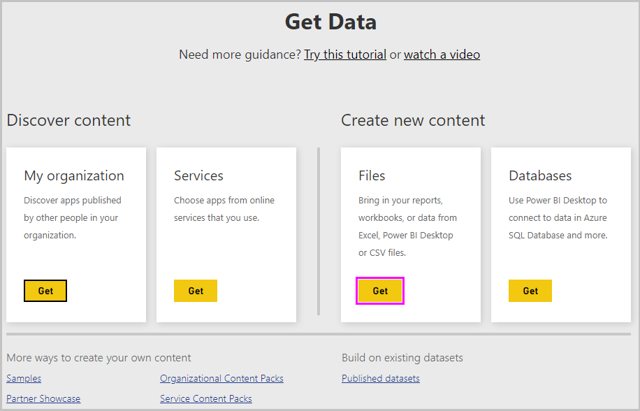 Power BI Desktopin näyttökuva, jossa näkyy Nouda tiedot -näyttö.