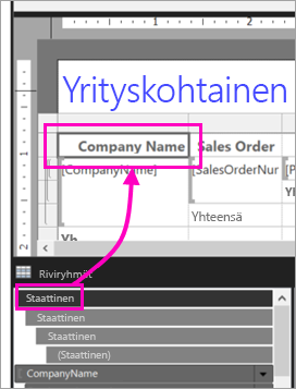 Näyttökuva, jossa näkyy Staattinen-palkin valintapaikka.