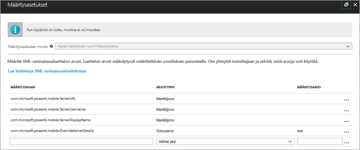 Intune configuration settings