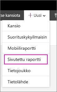 New Paginated Report menu