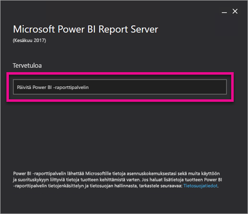 Päivitä Power BI -raporttipalvelin