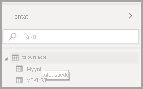 Näyttökuva taulukon alkuperäisestä työkaluvihjeestä Power BI Desktopissa.