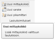 Näyttökuva uudesta mittarista valintanauhasta.