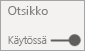 Näyttökuva, jossa näkyy X-akselin Otsikko käytössä / ei käytössä -valitsin.