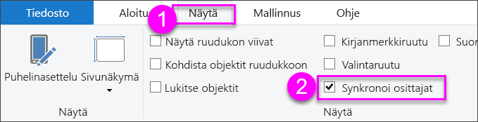 Näyttökuva Synkronoi osittajat -valinnasta Power BI Desktopissa.