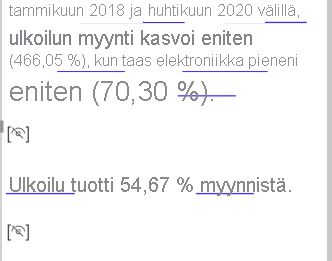 Näyttökuva, jossa on kaksi piilotetun yhteenvedon symbolia älykkään kertomuksen yhteenvedon sisällä.