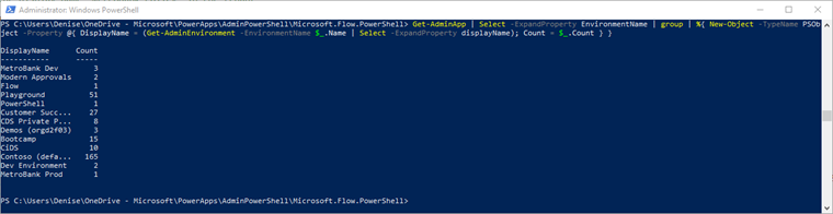 Get-AdminPowerApp-ympäristö