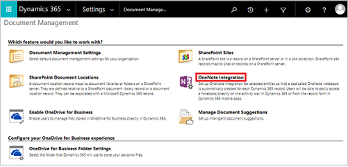 OneNote-integroinnin valinta