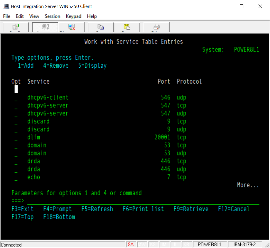 Service Table Entries -