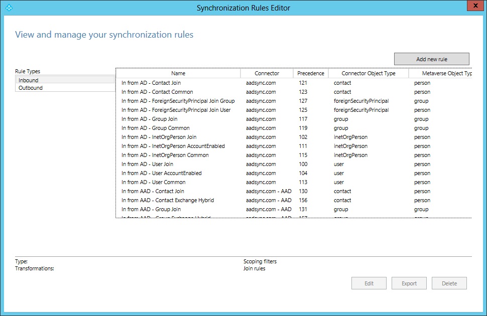 Synchronization Rules Editor