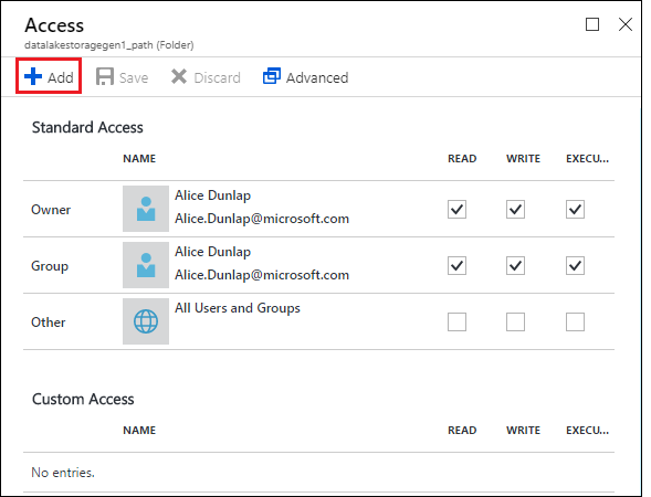 List standard and custom access