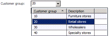 A lookup form on the CustTable form