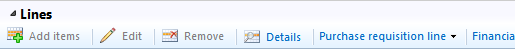Line items toolbar