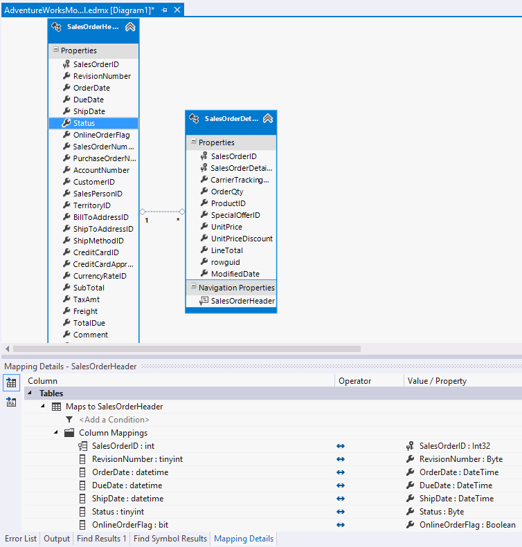 Figure 15 - The Entity Model Designer in Visual Studio 2012