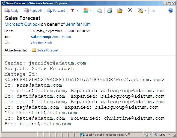 Journal report with extended recipient fields