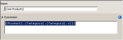 Calculation Expressions pane for the named set